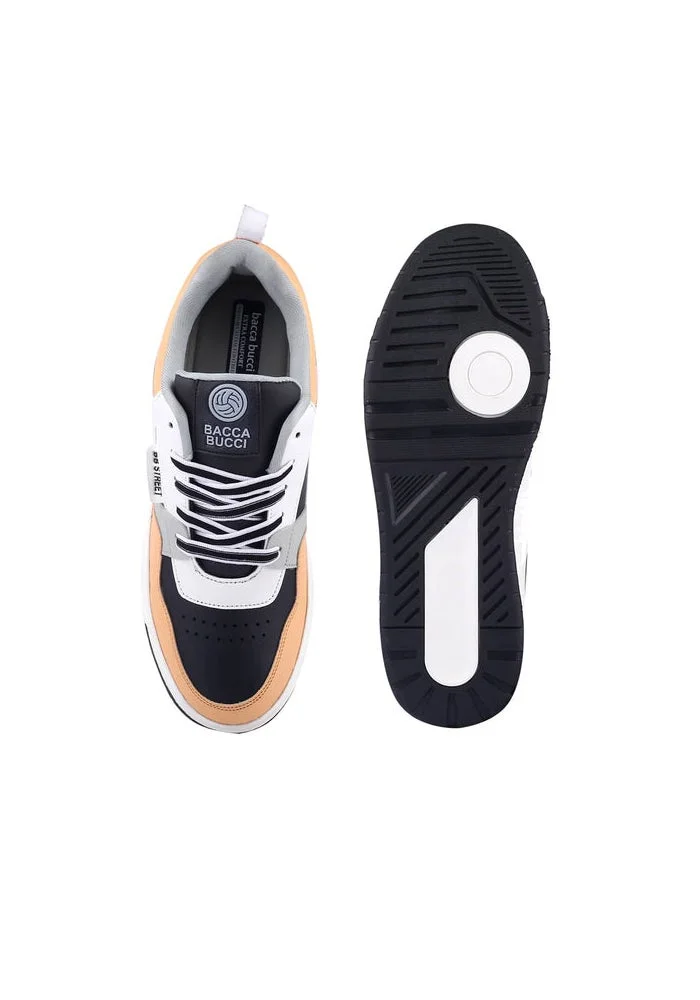 Bacca Bucci Black and White Urban Genesis 1.0 The Pinnacle of Street-Smart Elegance with Breathable Perforated Design Sneakers for Men | Best Price UAE